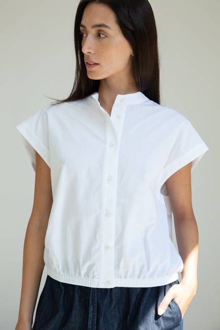 Nancy Organic Cotton Jersey and Poplin Shirt in White