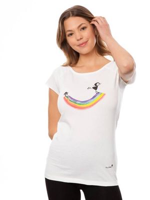 Rainbow girl cap sleeve white size XS