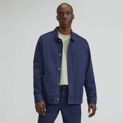 The Organic Cotton Herringbone Utility Jacket | Navy