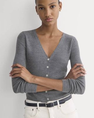 The Cardigan in Ultrasoft Merino | Heather Mid Grey
