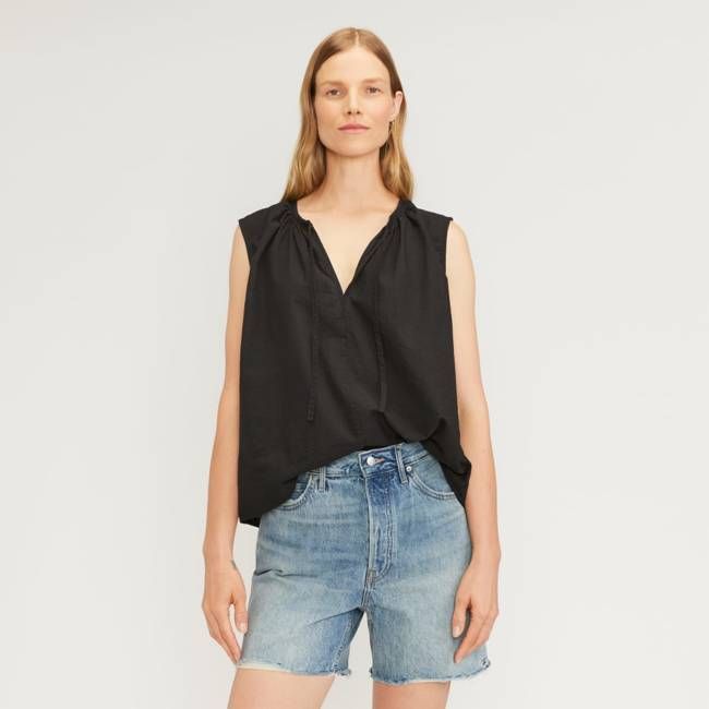 The Gathered Tie-Front Top | Black