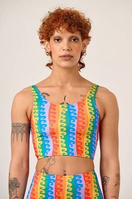 Kara - Tankini Top in Rainbow Wave
