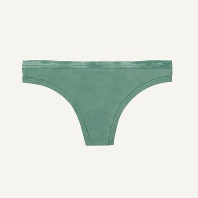 Organic Cotton Low-Rise Thong in Willow