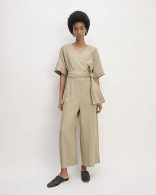 The Wrap Jumpsuit in Linen | Trench Coat Khaki