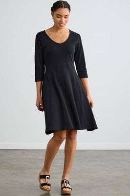 Women's 100% Organic Cotton 3/4 Sleeve V-Neck Dress