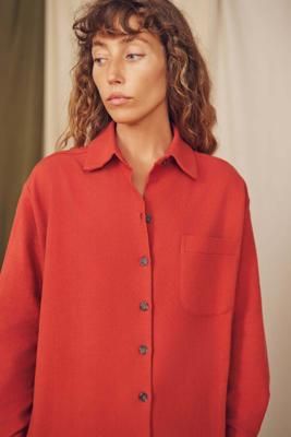 Rust Organic Cotton Wide Overshirt