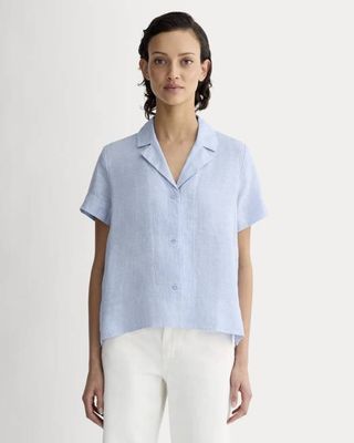The Notch Shirt in Linen | Light Blue