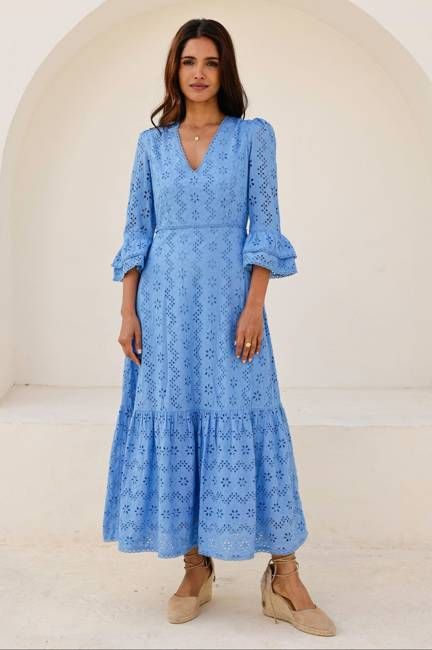 Victoria Broderie Dress | Blue