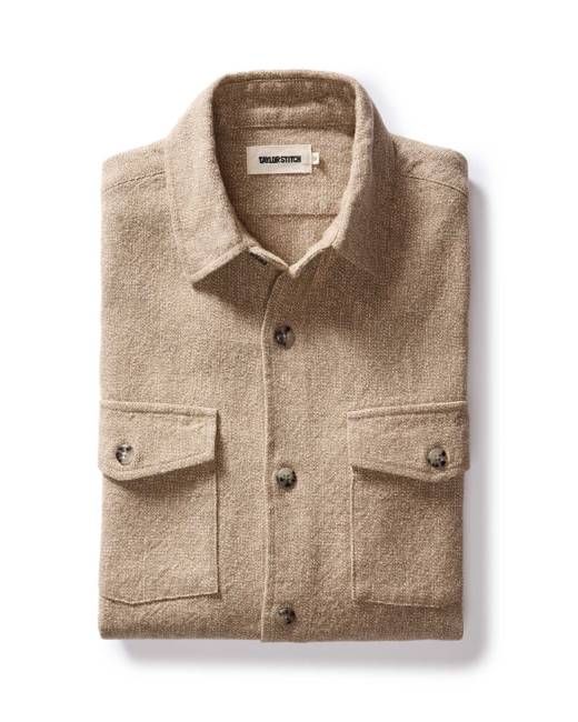 The Point Shirt in Heather Oat Linen Tweed