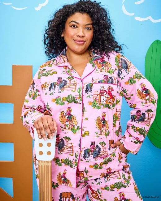 Barbie™ + Printfresh Western Barbie - Petite Long PJ Set - Cowgirl Pink