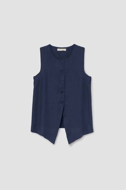 Olivia-May Linen Waistcoat in Midnight