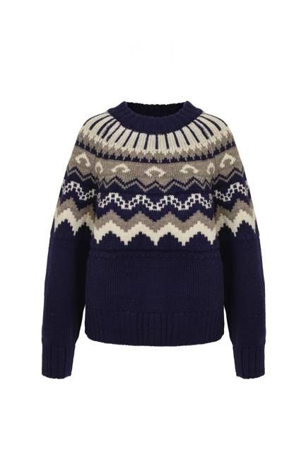 Fleetwood Jumper in Damson with Mist & Ecru