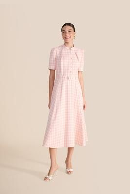 Ahana Pink & White Tweed Dress