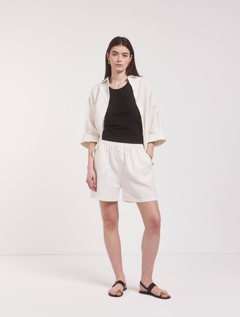 Louella Linen Shorts In Off White