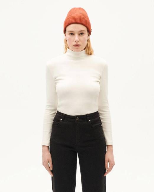 White organic cotton rib Aine top