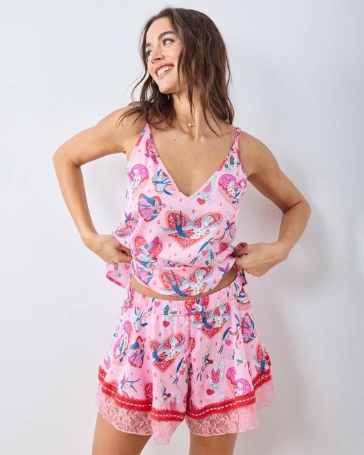 Swooning Sparrows - Eco Satin Pamela Set - Pink Petal