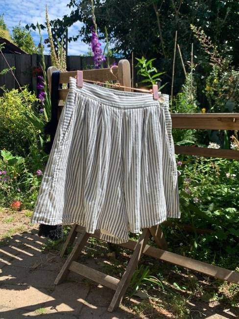 Lola Shorts, navy indigo stripe