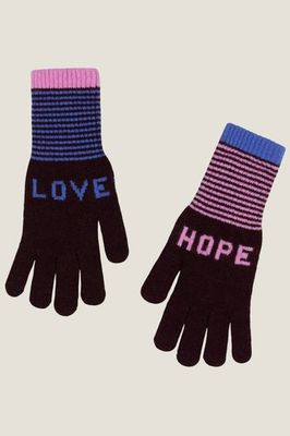 QUINTON CHADWICK Love Hope Fingerless Gloves | Navy/Pink