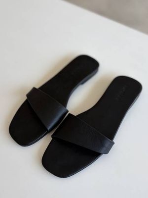 Asymmetric Leather Slide