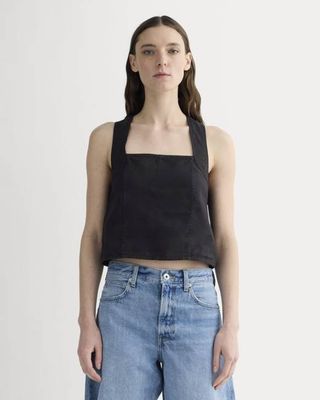 The Crossback Tank in Linen | Black