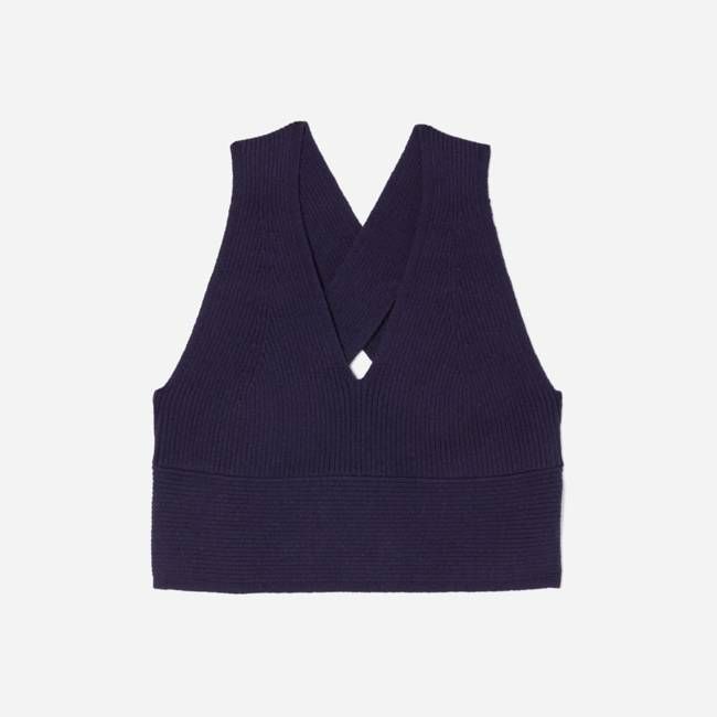 The Cross-Back Cropped Sweater Top | Midnight Blue