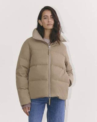 The Puffer Bomber | Taupe Grey