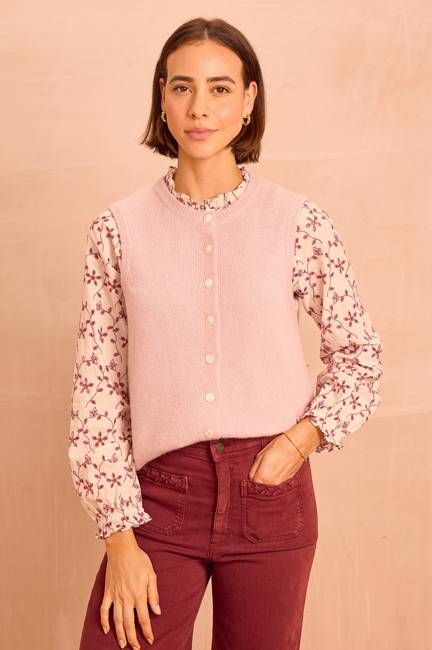 Alpaca Blend Gilet | Dusty Pink