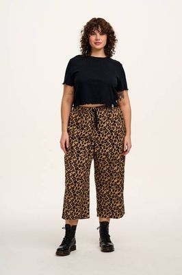 Chuck - Wide Leg Cotton Trousers in Leopard Print