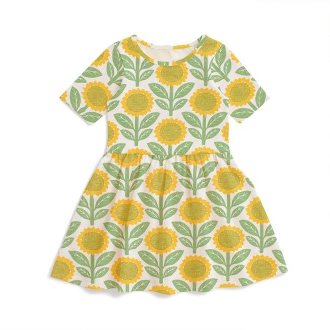 Alberta Dress - Sunflowers Green