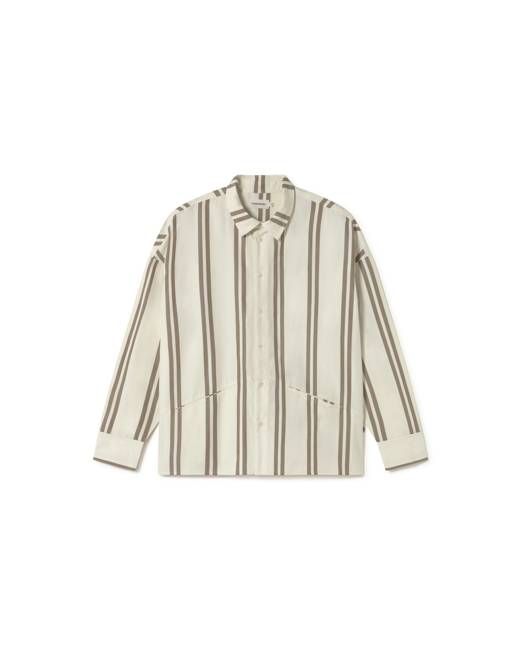 Brown striped poplin Jim shirt
