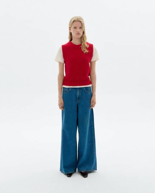 Red wool knit Kaia vest