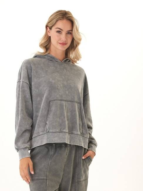 Marcellina Mineral Wash CVC Fleece Pullover Hoodie