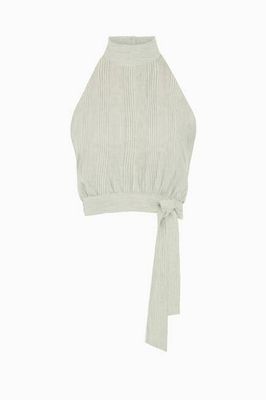 The Ronja Halterneck Top in striped olive green