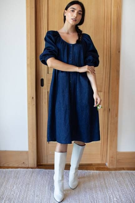 Denim Market Dress - Indigo Hemp Organic