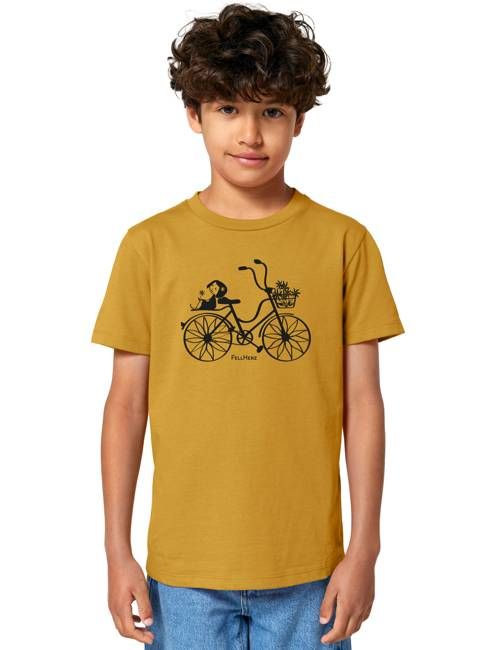 Fahrrad-Mädchen Kids T-Shirt senf