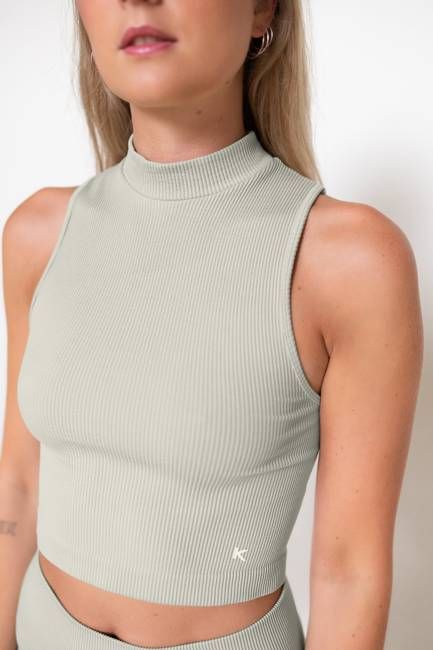 High neck Top | Sage