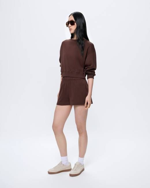 Womens Cotton Shorts—Mahogany Brown