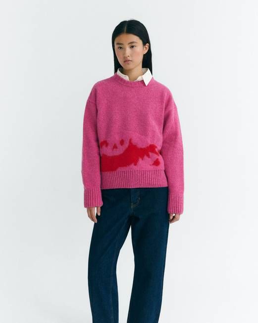 Pink textured knit wool Petra sweater