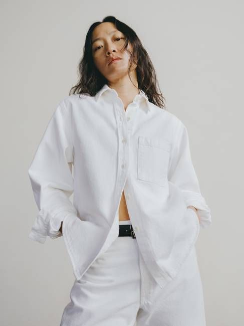 Denim Marcie Shirt, Recycled Denim, Salt