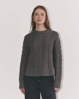 The Cable Sweater in Everyday Cotton | Heathered Charcoal