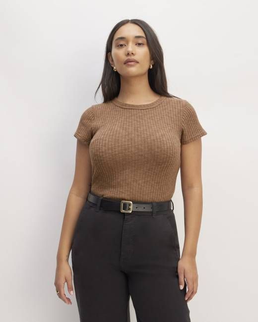 The Cozy Rib Tee | Carob Brown
