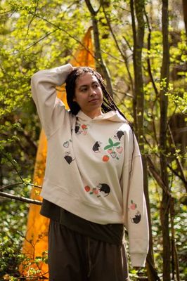 Opossums & Strawberries Oversized Boxy Hoodie