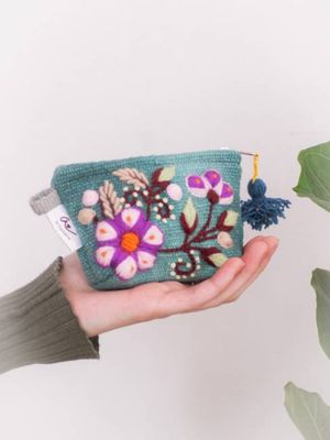 Sunset Floral Embroidered Coin Purse