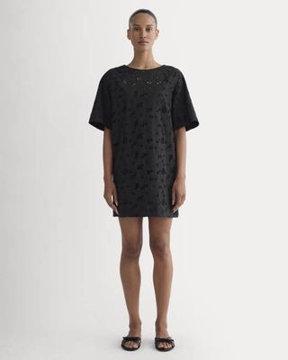 The Eyelet Mini Shift Dress | Black