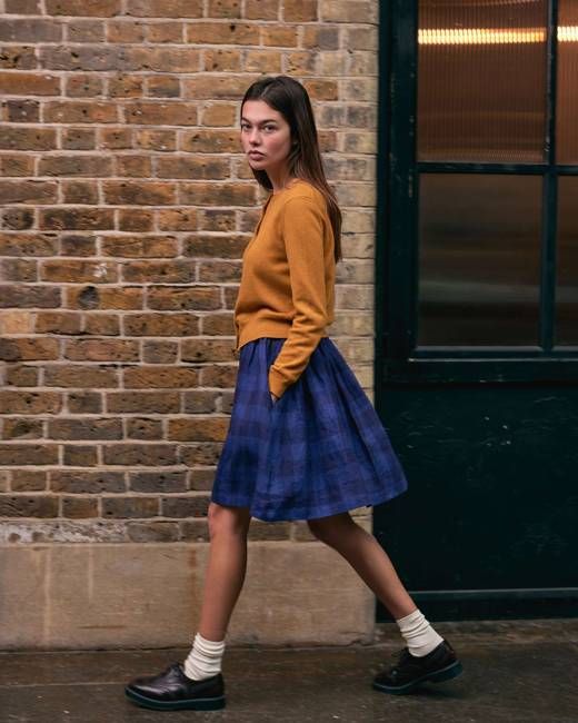 Linen Skirt No.14 in Midsommar Night Check