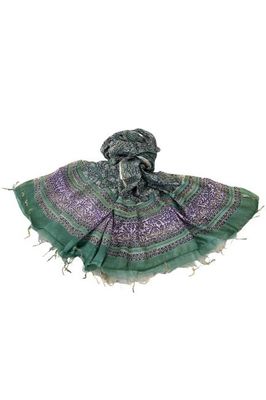 Chanderi Stola Nr. 20 aus Seidenbaumwolle mit Blockprint Jodhpur Edit