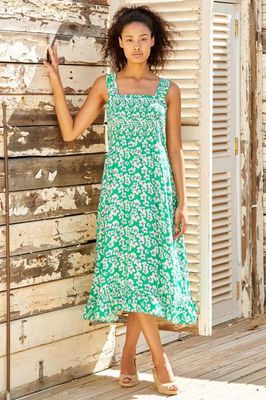 Rhianna Dress | Flower Green/Purple