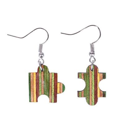 Jigsaw Recycled Skateboard Earrings