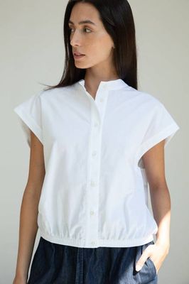 Nancy Organic Cotton Jersey and Poplin Shirt in White