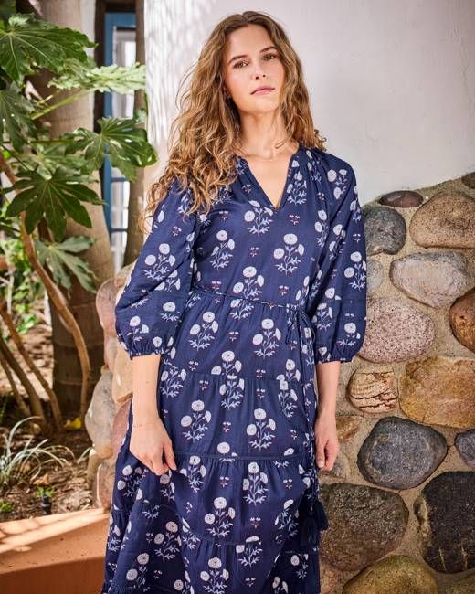 Marigold Bloom - Main Street Dress - Midnight Tide